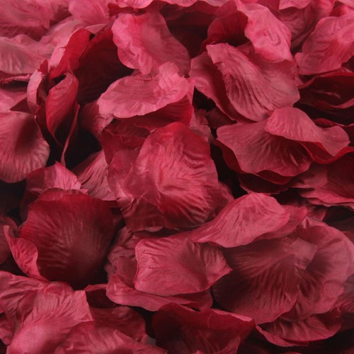 Dark red silk rose petals - red,