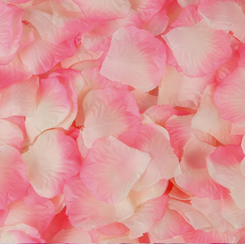 Pink white silk rose - &,